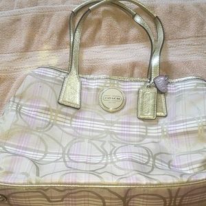 Coach lavender and gold handbag
